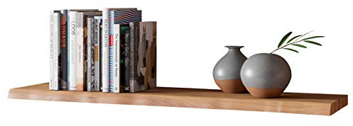 SAM Wandregal SUVA 120 cm, Akazie Natur lackiert, Baumkante, Regal