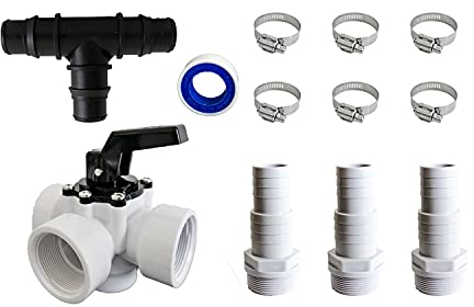 PoolSun Bypass Set Pool Adapter für Poolheizung Schlauchanschluss 32mm 38mm