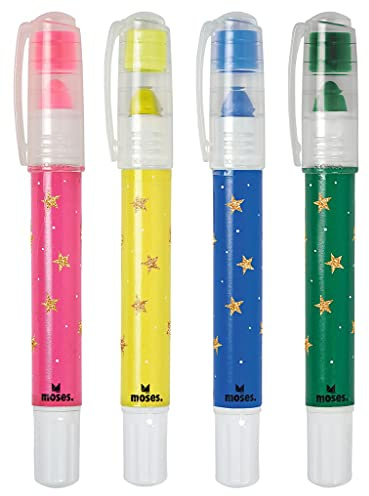 moses. Metallic-Wachsmaler Sternenstaub 4er Set, herausdrehbare Wachsmalstifte mit Metallic-schimmer, für Kinder