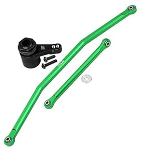 Axial 1/10 RBX10 Ryft 4WD Rock Bouncer AXI03005 Upgrade Parts Aluminum Front Steering Tie Rods + Aluminum 7075 23T Servo Horn With Built-In Spring (2 Positioning Holes) - 6Pc Set Green