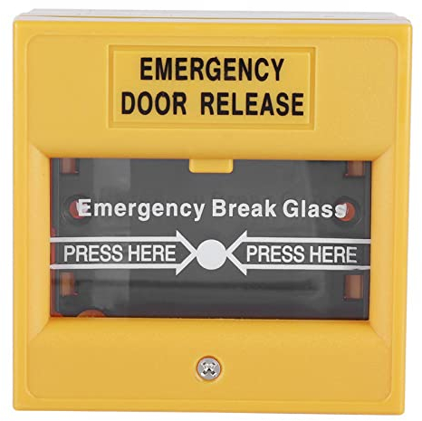 Botón de alarma de incendio de salida de emergencia de puerta, interruptor de alarma rota de vidrio de seguridad de liberación de puerta de emergencia para caja de emergencia de incendio de seguridad