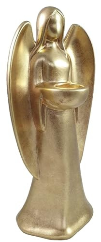 Deko Engel I Teelicht I Keramik I Teelichter I Kerzenständer I Weihnachtsdeko I Dekoration Weihnachten I große Figur (40 cm Gold)