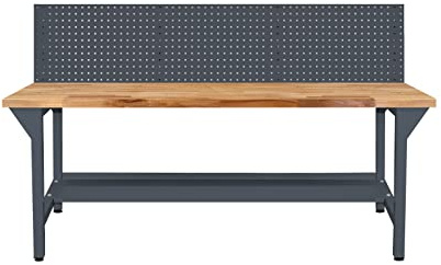 ADB Werkbank, Werktisch, Montagetisch, Packtisch, Arbeitstisch, Werkstatttisch, Profi 2000, mit Lochwand, Ablageboden, L2000xB750xH850mm