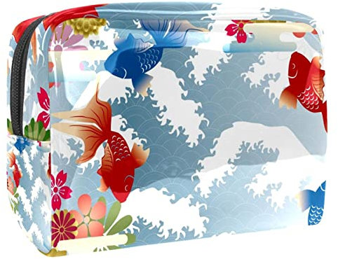 Ola Japonesa Carpa Japonesa Neceser de Viaje Neceser de Maquillaje para Mujer