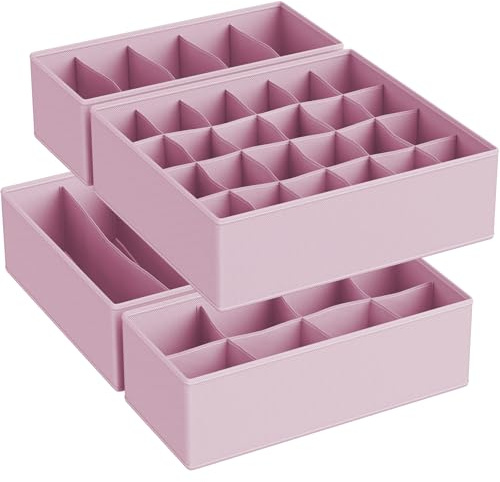Lifenite Organizador de ropa interior, caja de almacenamiento para ropa interior, cajones plegables, organizador de armario, calcetines, sujetadores y corbatas, tela no tejida con separadores, juego