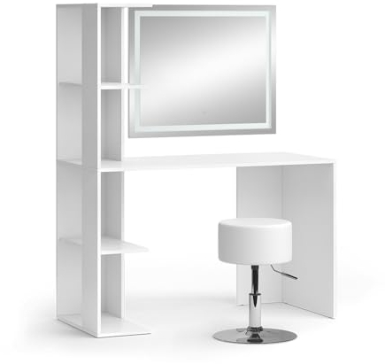Vicco Schminktisch Weiß Tower 122.2x75.8x55.2 cm - Der Schminktisch, Dekoflächen für Parfums & Lieblingsstücke