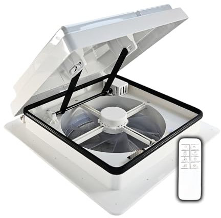 Airtaxi RV Roof Vent Fan with Rain Sensor & Remote, 1170 CFM High Airflow, 25dB Whisper Quiet 4-Speed Exhaust Fan, 14x14 Reversible 12V Vent for Camper, Trailer, Motorhome, 3-Year Warranty