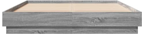 Faroom Holzbett Futonbett Bett 120 x 200 cm Bettrahmen Holzwerkstoff Einzelbett Doppelbett Bettgestell Grau Sonoma