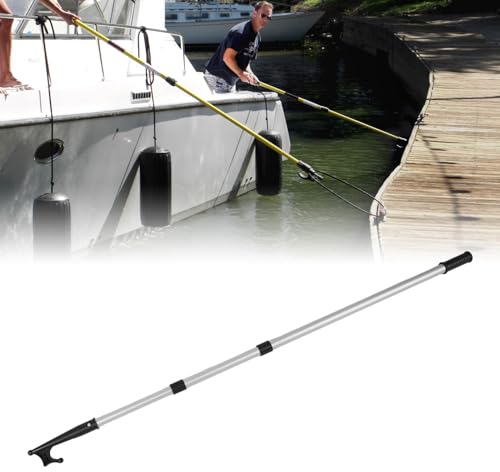 XTevu Teleskop-Bootshaken zum Andocken, rutschfest, ergonomischer Griff, stabil, verstellbar, leicht, Verlängerungsstange, Bootshaken, Schiebestange für Schiff, Yacht (3 Stufen: 106,6–233,6 cm)
