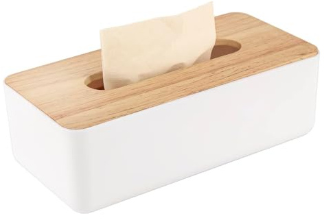 Esshogo Kosmetiktuch-Box, mit Eichenholzbezug, Kosmetiktücher Box aus Holz, 21x13x9.5cm Taschentuchspender, Praktische Tücherbox, Taschentuch Boxen für handelsübliche