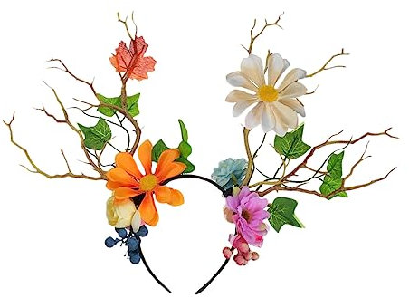 Geweih Haarschmuck mit Floraler Optik, Party Stirnband