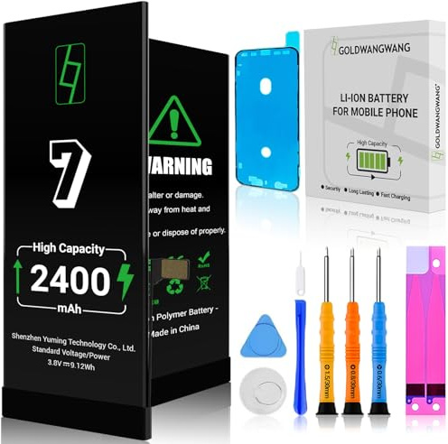 Batterie pour iPhone 7, 2400mAh Capacité, Kit de Réparation Complet | Kompatibel mit A1660/A1778/A1779 Lithium Polymer Reparaturkit mit Werkzeugen & Anleitung CE/RoHS/FCC zertifiziert