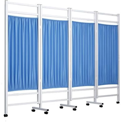 Privacy Partition,4 Panel Rolling Medical Privacy Screen on Wheels, 180cm High Foldable Room Isolation Temporary Fence for Clinic/Ward/Exam Room, Space Saving