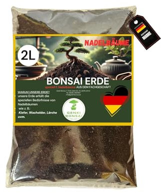 GENKI BONSAI Nadelbaum-Erde 2L - spezielles Substrat für Kiefer, Wacholder & Fichte - extrem durchlässig & mineralisch - fördert Mykorrhiza, verhindert Staunässe & ideal für Outdoor-Bonsai