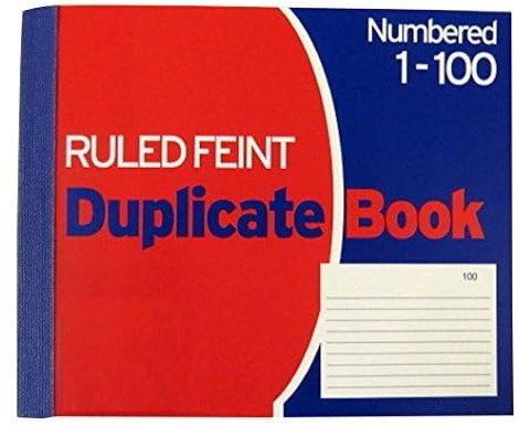 Evrite Ruled feint memo Duplicate Book - Numbered 1-100 with Index Sheet (105 x 127mm / 4 x 5 inches) - Single Book