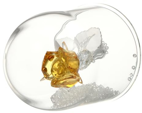 GALPADA Crystal Rose Artificial Flowers in Glass Dome Eternal Rose Wedding Table Decoration Handmade Figurine Ornament