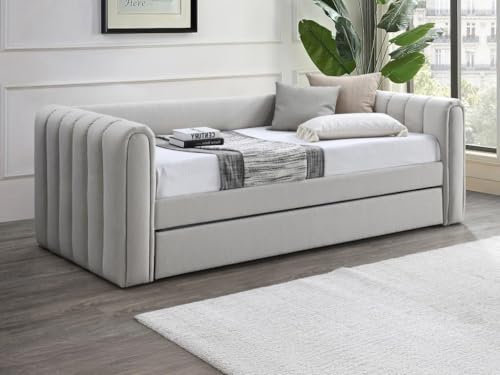 Vente-unique-Letto a scomparsa 90 x 190 cm Tessuto Beige - SAHONA