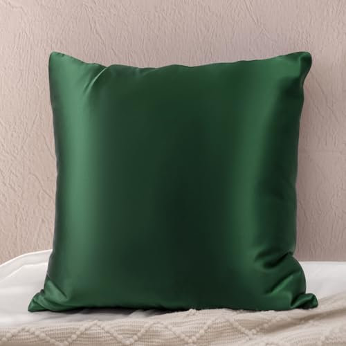 25 Momme Kissenbezug aus 100 % Maulbeerseide, für Haar und Haut, ultraweich, atmungsaktiv, unsichtbarer Reißverschluss, Waldgrün, 1 Stück – Luxus Sleep Essential