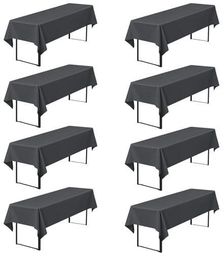 8er-Pack Premium Biertischdecken 260 x 110 cm, Dunkelgrau Biertischdecken für Bierzeltgarnitur, blickdichte Polyester-Biertischdecken, waschbare Tischhussen für Bankette im Freien (Dunkelgrau)
