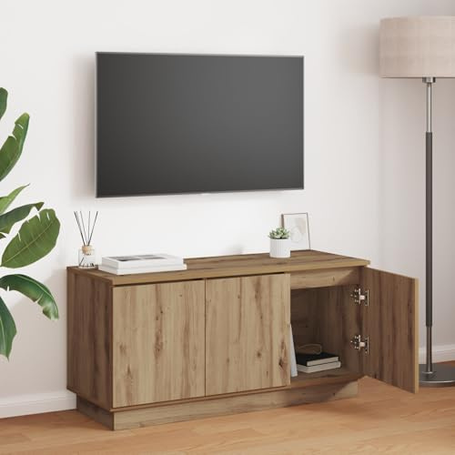KTHLBRH TV-Schrank Massivholz Eiche Couchtisch tv Bank Fernsehschrank HiFi Rack 100x38x49 cm Holzwerkstoff