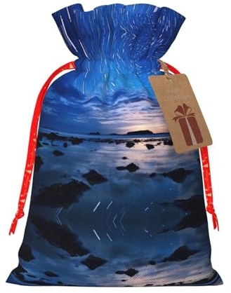 Sacchetti regalo con coulisse con stampa a stelle luminose per feste, caramelle, regali di Natale, decorazione per le vacanze