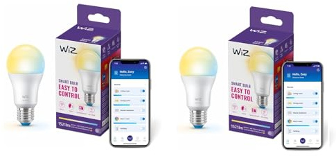 WiZ Bundle – 2 x Wi-Fi BLE 100 W A60 E27 stimmbare weiße Smart-Leuchtmittel | dimmbare LED, warmes bis kühles Licht, App- und Sprachsteuerung, funktioniert mit Alexa, Google Home und Apple