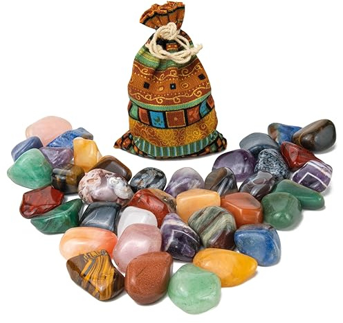 Edelstein Mix | farbenfrohe Mischung aus handverlesenen Edelsteinen in buntem Beutel | verschiedene natürliche Trommelsteine | Größe 2,5cm - 4 cm | Handschmeichler | Halbedelsteine