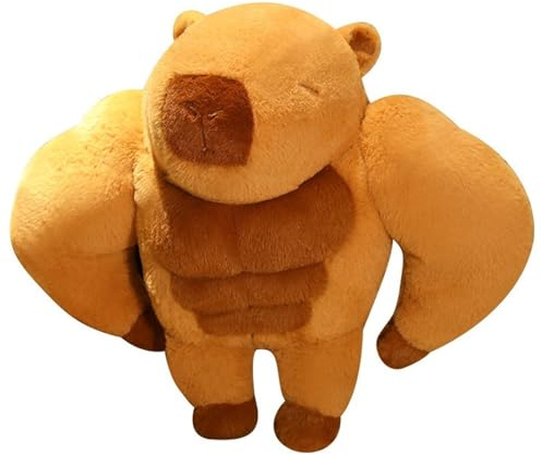 KUKUShining Peluche Capybara Musclée, Adorable Peluche Douce Coussin Câlin Kawaii Figurine Cochon d'Inde pour Enfants Garçons Et Filles(45cm/17.7in)