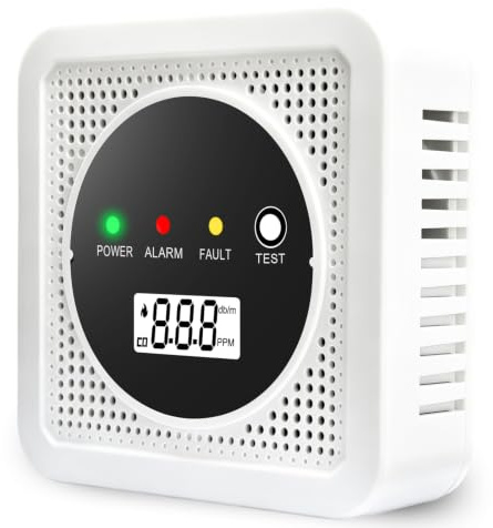 Combination Smoke and Carbon Monoxide Detector, Battery Powered Smoke and CO Alarm with LCD Display, Replaceable Battery, Test/Silence Button for Home