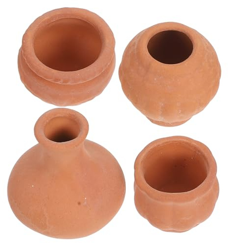 Hohopeti Set da 4 Mini Vasi in Terracotta Marrone per Piante Grasse, Vasi Piccoli per Fiori, Adorabili e Delicati, per Decorazioni da Finestra e Progetti DIY