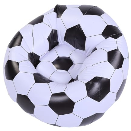 SIXRUN Silla Inflable De Balón De Fútbol,Hecha De PVC Soporte Cómodo Diseño En Blanco Y Negro Sofá Inflable Portátil Elegante Y Cómodo para Varias Escenas