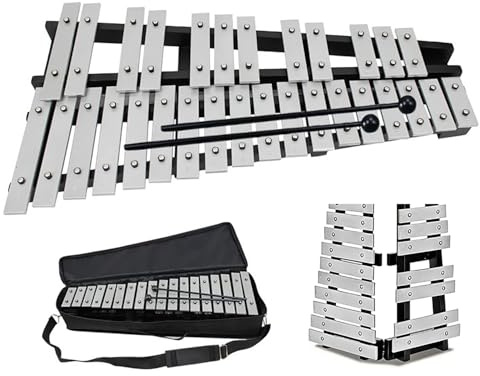 Kit Campana Xilofono Glockenspiel a 30 Note,Glockenspiel Pieghevole con 2 Bacchete e Borsa, Strumenti a Percussione Xilofono Glockenspiel Professionale per Adulti e Studenti