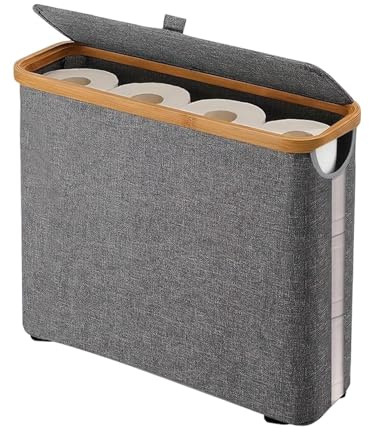 Contenedor para papel higiénico para 12 rollos, organizador para papel higiénico con tapa y asa, organizador para el baño, para espacios reducidos, baño, sala de estar y armario