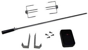 grill-online-shop.com Rotisserie Set für Gasgrill als Batteriebertrieb, Spiess Länge von 95cm mit 2 x Gabeln und Haken