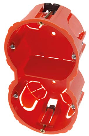 Zenitech - Boîte Placo Double Verticale Ø65mm - pour 2 Appareillages à Vis ou à Griffes - Encastrable Plaque de Plâtre - Fixation Vissage - Haute Résistance Feu 850° - Rouge - Profondeur 40mm