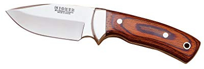 Joker Cuchilleria CR20 - Cuchillo desollador con virola, cachas en Madera roja prensada, Hoja de 7,5 cm