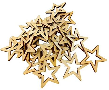 Holz Scheiben Tischdekoration Birken-Sterne Deko Sterne Holz Dekosterne Holzsterne Stern Streuteile Basteln xmas Weihnachtssterne - Natürliche Farbe, 40mm 30pcs