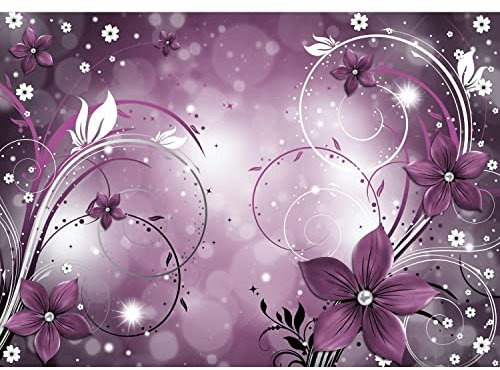 Runa Art Fototapete Blumen Abstrakt 352 x 250 cm Vlies Tapeten XXL Moderne Wandtapete Wohnzimmer Schlafzimmer Violett 9205011b