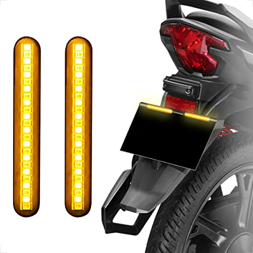 evermotor indicadores de motocicleta 2 x 12 V 12 luces LED que fluyen señal de giro del indicador secuencial, luces de matrícula para scooter vehículo todoterreno tira de luz ámbar