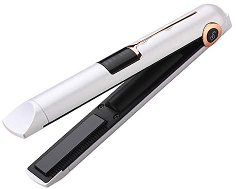 Portable Nouveau Mini USB Redresseur de Cheveux Sans Fil Avec Système de Verrouillage de Banque, Fers à repasser Flat Travel Wireless Redressage Cheveux, Fer-Blanc