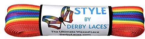 Derby Laces Style Wide 10mm Waxed Lace for Roller Skates, Hockey Skates, Boots, and Regular Shoes