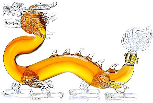 JTYX Liquor Wine Decanters Whiskey Carafe, Dragon Shaped Whiskey Decanter,Dragon Wine Decanter With Glass Stopper, For Scotch Whisky Liqueur Vodka