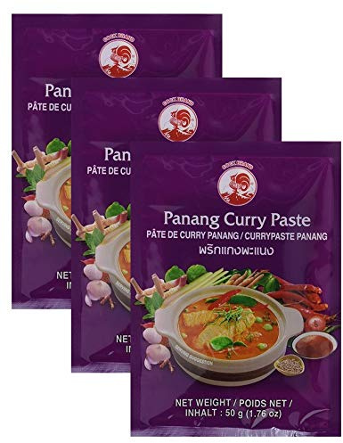 Cock Currypaste, Panang, mittlere Schärfe, authentisch thailändisch Kochen, natürliche Zutaten, vegan, halal und glutenfrei (3 x 50 g)