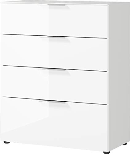 Germania Kommode 3695-84 GW-Oakland, in Weiß, mit Glasauflage, 83 x 102 x 42 cm (BxHxT)