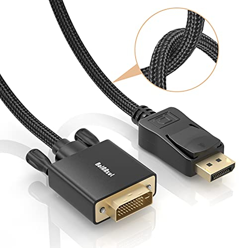 BolAAzuL DisplayPort auf DVI Kabel, geflochtener Displayport auf DVI-D Stecker Single-Link Konverterkabel 1080P DisplayPort DP Stecker auf DVI Stecker Adapter für HP Dell Lenovo Nvidia AMD Laptop PC
