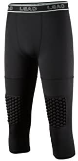 LEAO Youth Boys 3/4 Basketball Compression Pants with Knee Pads Qucik Dry Capri Compression Leggings Sports Tights Black X-Small