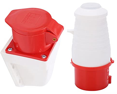 Fafeicy Enchufe Industrial Trifásico de 5 Pines, 16A, IP44, Montaje en Superficie, 220-380V/240-415V, 3P+N+E, Carcasa ABS, Guía de Latón