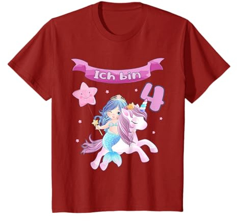 4. Geburtstag – Einhorn und Meerjungfrau Mädchen 4 Jahre T-Shirt