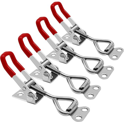 CUKAYO 4pcs Toggle Latch Clamp, 304 Stainless Steel Pull Hasp Latches, Quick Release Hand Tool Toggle Clamp for Smoker Lid Jig,Case Trunk,220Lbs Holding Capacity