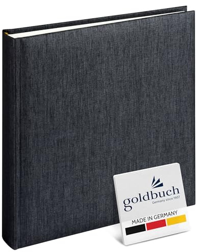 goldbuch 24 660 Fotoalbum Summertime anthrazit, Fotobuch 25 x 25 x 4 cm, Foto Album 60 weiße Seiten, Foto Buch Einband Leinen, Photoalbum für bis zu 120 Bilder, Leinenalbum schwarz grau